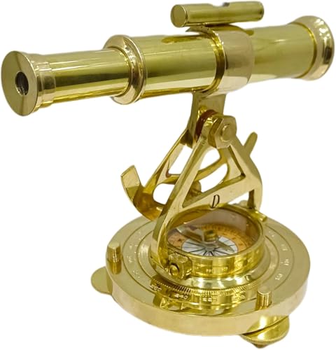 Shiny Brass Finish Nautical Brass Alidate with Compass Survey Instruments Alidate Telescope Home/Office Table Decor