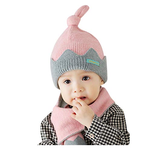 TIREOW Wintermütze und Schal Set für Jungen und Mädchen, Ski Beanie Strick Earflap Kleinkind Baby Strickmütze Winter Warme Mütze mit Schal Neckwarmer für Kinder Baby im Alter von 3M-5 Jahren (A 2)