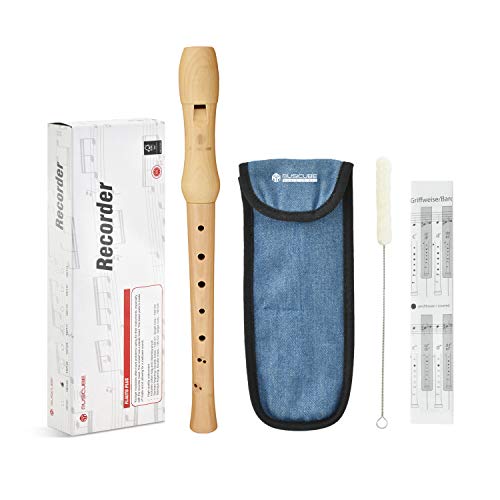 MUSICUBE Soprano Recorder Instrument for Kids Adults Baroque Maple Wood Recorder with Clean