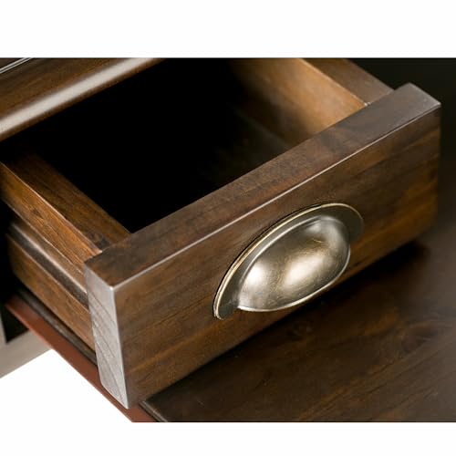 Simplihome AXCRBUR12-MAH Burlington Solid Wood 42 Inch Wide Home Office Desk, Writing Table, Workstation, Study Table Furniture In Mahogany Brown thumb #5