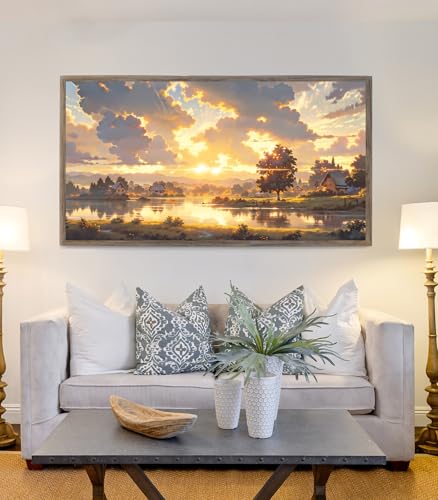 Pintura de diamantes 5D para vinilos de pared grandes con diseño de atardecer 70x40 5