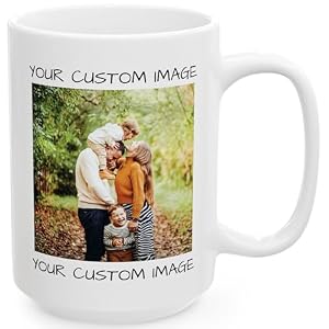 Personalized Coffee Mug – Custom Photo Mug with Picture or Text | Ceramic Customizable Cup, Christmas Birthday Mothers Day Gift | Taza Personalizada for Men Women Mom Dad – White | 15 oz