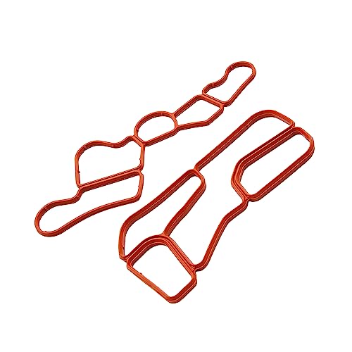 Image of Engine Oil Filter Housing Gasket Set 2721840080 2721840280 Cooler Engine Oil Filter Seal for Mercedes-Benz ML450 2010-2011 (Set of 2)