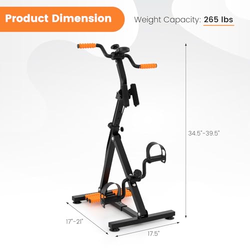 Image of GYMAX Pedal Exercise Bike for Seniors, Hand Arm Leg and Knee Fitness Machine with Massage, LCD Monitor, Adjustable Height and Length for Total Body, Home Exercise Equipment for Elderly