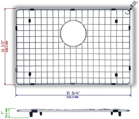 Yutong 25" x 20" Top-Mount/Drop in SS304 Stainless Steel Kitchen Sink Single Bowl with Black Grid & Black Strainer - 4