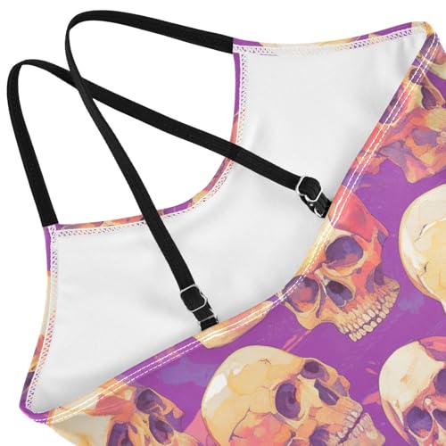 KLL Skulls Seamless Girls 1 Piece Swimsuit Summer Swimwear Adjustable Strap Quick Dry4