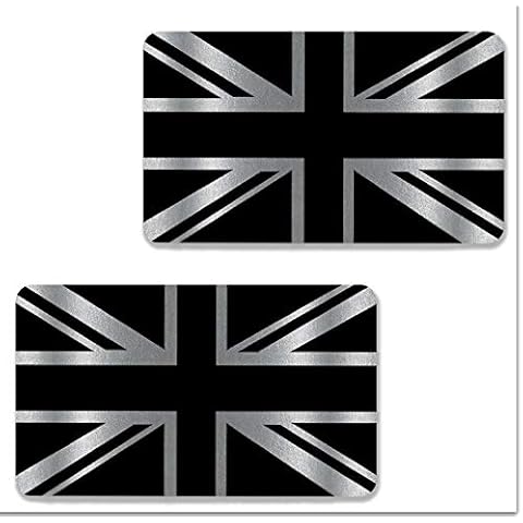 Biomar Labs® 2 x Vinyl Stickers Silver Decals UK Union Jack GB National England United Kingdom Flag Car Motorcycle Helmet B 256 Cover