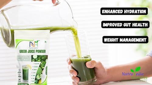 Image of Green Juice Powder, 200g, Refreshing Super Greens with Apple, Spinach, Cucumber, Ginger, Mint, Amla