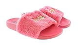 VERSACE JEANS COUTURE Womens Rose Faux Fur Signature Slides-EU37