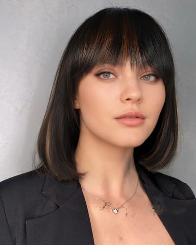 YYHR BLunt Cut Bob Wig With Bangs 14" Shoulder Length