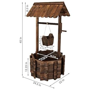 Sunnydazeoutdoorwoodenwishingwellgardenplanterwithhangingflowerbucket45inch Urban Country Home Decor Sunnydaze outdoor wooden wishing well garden planter with hanging flower bucket 45 inch urban country home decor