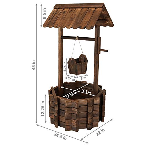 Sunnydazeoutdoorwoodenwishingwellgardenplanterwithhangingflowerbucket45inch Urban Country Home Decor Sunnydaze outdoor wooden wishing well garden planter with hanging flower bucket 45 inch urban country home decor