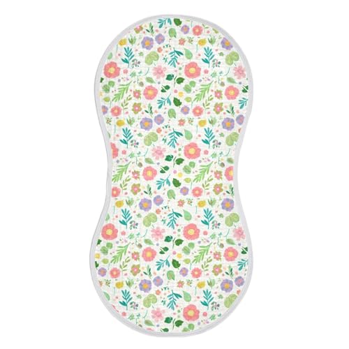 Pastel Floral Branches Muslin Burp Cloths for Baby 4-Layer Absorbent Cotton Large 22