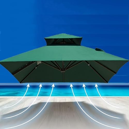 10x10ft Cantilever Umbrella Replacement Canopy - Square Double Top Layer Outdoor Parasol Cover for Market, Garden, Deck, Patio - UV Protection, Waterproof, Fade Resistant