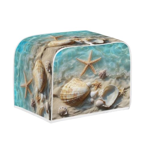 Image of Talayituse Starfish Seashell Beach Print Toaster Cover 2 Slice Wide Slot, Lightweight Bread Maker Cover Dust Protection Washable Appliance Bag, S