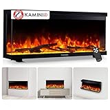KAMINIO Cheminée Electrique Lea - Cheminée Électrique 3-en-1 avec Vue panoramique, Chauffage, Effet de Flamme, 12 Couleurs de Flammes, télécommande (36 Pouces)