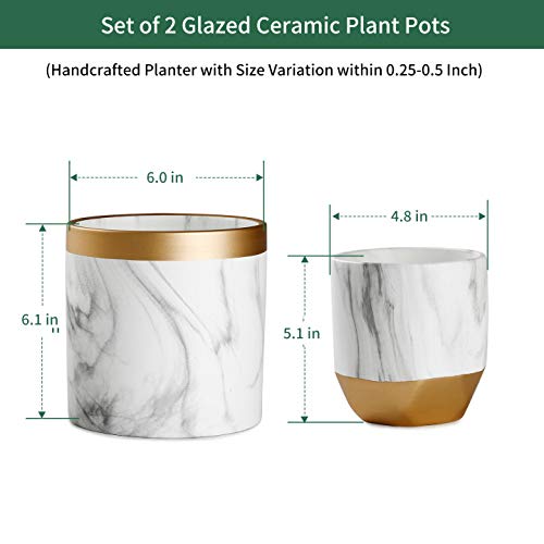 POTEY-053801-Ceramic-Planter-Flowerpots-6-48-inch-Modern-Decorative-Plant-Pot-Containers-for-Aloe-Plants-Flower-Home-Decor-IndoorMarble-PatternedPlant-NOT-Included