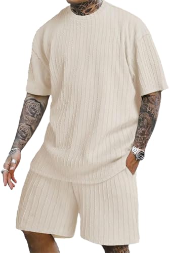 Cosyhug Mens Summer Outfits old-money clothes-men - Matching Set Men Summer Outfits | Apricot M