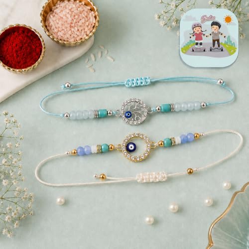 CraftVatika Rakhi with Gift Set for Brother Boy Men, Designer Evil Eye Rakhi Bracelet for Men Boy, Premium Rakhis for Rakshabandhan with Fridge Magnet