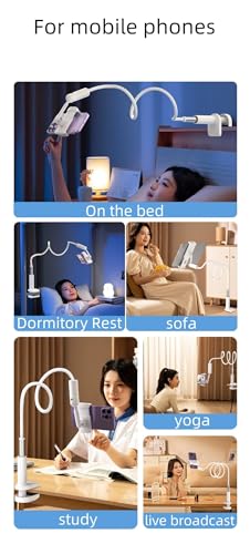 Soporte de móvil para cama de 110 cm con brazo articulado flexible para iPhone 16 y smartphones 3