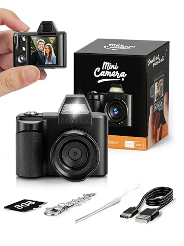 WZVZ Mini Digital Camera, 1080P Portable Camera with 4X Zoom, 8GB SD Card & Accessories, Perfect for...