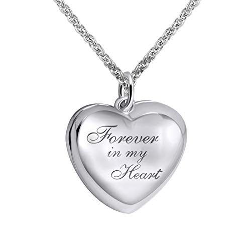 AsiaRhyme Personalized Locket Necklace That Holds Pictures - 925 Sterling Silver Engraved Forever in My Heart Pendant Necklace Custom Made Jewelry Gift for Women