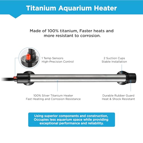 Image of 500W Titanium Aquarium Heater, Submersible Fish Tank Heater with Digital Display Temperature Controller, 0℃-40℃ Adjustable, Fast Heating for 65~95 Gal Saltwater Reef Fish Tank, MX-9016(500W)