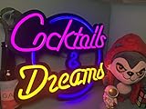 Cocktails dreams Neon Signs Neon Bar Sign,Neon signs,LED LDGJ Colorful Handmade Glass Neon Bar Sign for Wall Decor,Neon Light Signs for Bar Club,Garage,Window,Door,Cabana Bar,Restaurant,Ideal for
