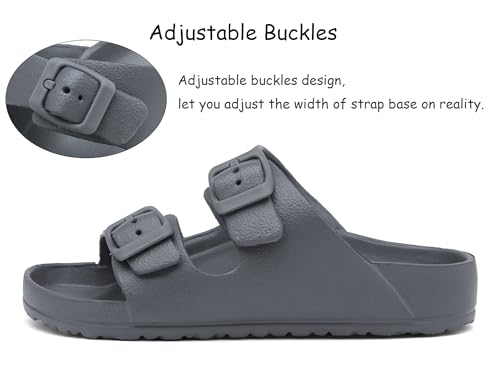 Boys Girls Double Buckle Slip on Slide Kid Beach Sandals Adjustable EVA Summer Pool Shower Shoes Indoor Outdoor Slippers2
