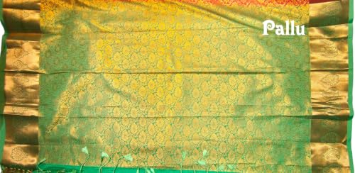 Image of VFCollections Women's Traditional Handloom Kanchipuram Silk Saree | Rich Zari Woven Design | Unstitched Blouse Piece