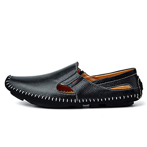 Men Drive Loafers Casual and Fashion Summer Hollow Breathable Leather Boat Moccasins(Black,10 M US)2