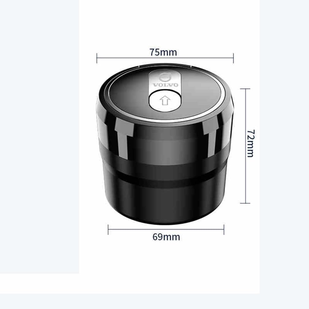 Car Ashtrays, for Volvo S60 S90 XC90 XC40 XC60 Travel Portable Smell Proof Smokeless With Lid Storage Garbage, Auto Accesorios,A-Black-short