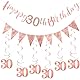 Geburtstag Deko, Geburtstagsdekoration, Roségold, Banner Bunting Swirls,Wirbel Set, Spiralen Geburtstagsdeko, Frau Luftschlangen, Triangle Flag für 18, 30, 40, 50 (30)