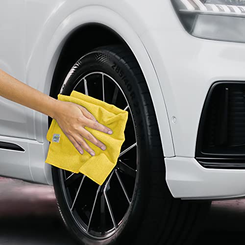 Image of SOFTSPUN Microfiber Cloth - 3 pcs 40x40 cms 340 GSM Yellow Thick Lint & Streak-Free Multipurpose Cloths Automotive Microfibre Towels for Car Bike Cleaning Polishing Washing & Detailing.