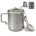 Tasse de Camping Adhafera en Titane, Titanium Tasse de Camping avec Couvercle, Pot en Titane à 99,8 % avec Cuillère et Sac Portable (tasse de 450ml)