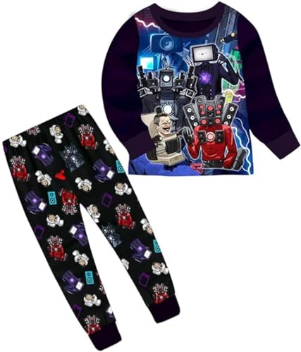 shumintaojin Boys pajamas Fashion clothing T-shirt+pants Game cartoon costume nightgown sleepcoat nightwear 6-12Years Black