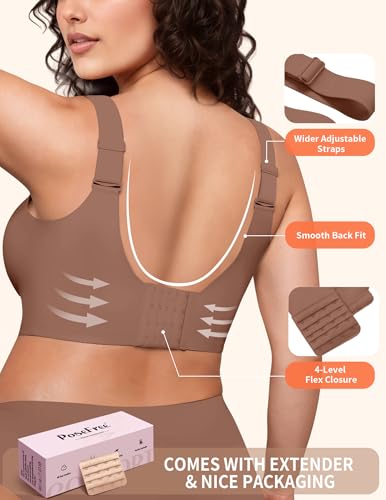Image of PoseFree Jelly Bras for Women No Underwire, Supportive Wireless Comfort Bra, Full Coverage Back Smoothing Bra