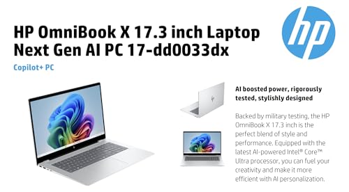Image of HP OmniBook X Copilot+ Laptop 17.3 inch Touchscreen IPS FHD Display Ultra 7