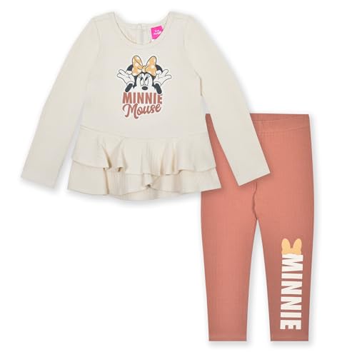 Image of Disney Minnie Mouse Girls Long Sleeve Shirt and Legging Pants Set for Toddlers and Big Kids