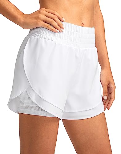 Soothfeel Women's 2 in 1 Running Shorts High Waisted Athletic Shorts Exercise Gym Workout Shorts for...