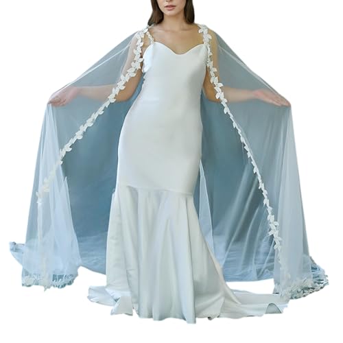 Cape de mariage longue tissu d'épaules pour mariages sans manches et fluide