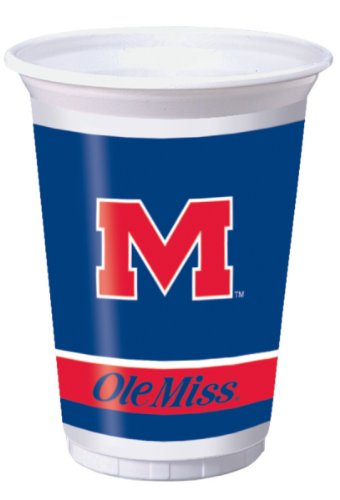 Creative Converting University of Mississippi Plastic Cups, 8 Count (Pack of 1), Beverage Napkin