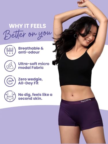 Image of Freecultr Women's Micro Modal Boyshort Panties - Soft, Stretchable & Breathable Full Coverage Underwear | Comfortable Everyday Innerwear | Pack of 7 | Multicolor