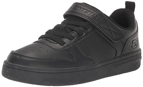 Skechers Kids Boys Smooth Street Sneaker, Black/Black, 1