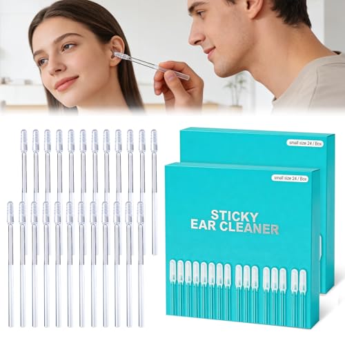 48 Pack Earwax Removal Adhesive Swabs, 2026 New Reusable Earwax Removal Adhesive Swabs, Adult Spiral Ear Wax Removal Ear Scoop Remover Tool with Dust Cover Packaging,Gentle Ear Cleaner Tool