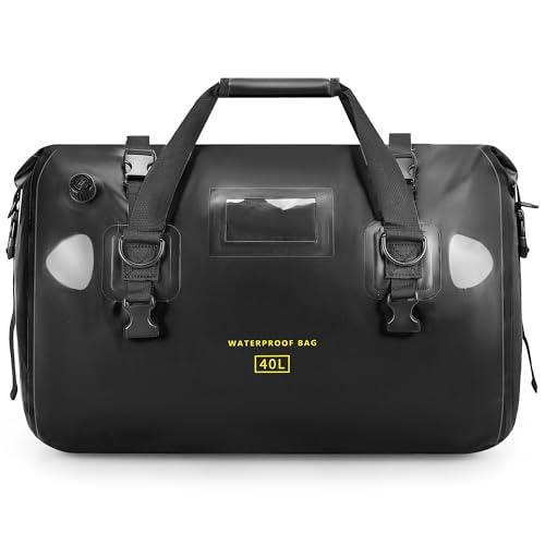 HOMIEE Bolsa trasera para motocicleta, 40 L, impermeable, bolsa grande con correas de cierre rápido, para turismo, camping, motociclismo, ciclismo, deportes acuáticos (negro)