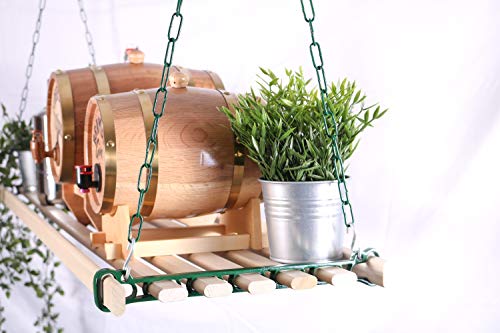 Expositor colgante de 1,2 m x 7 listones de madera de pino vintage de hierro fundido (blanco,...