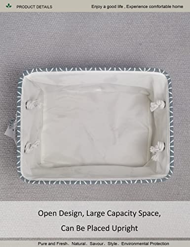 Image of Rectangular Thick Collapsible Grey Chevron Storage Bin | Sturdy Thick linen EVA fabric,soft cotton rope handles, large chevron print for bedroom, closet, bathroom supplies