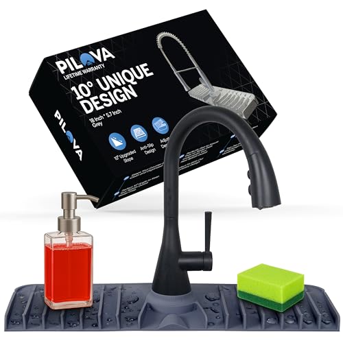 Pilova Protector contra salpicaduras para fregadero de cocina, tapete de silicona de 16 pulgadas para mantener tu encimera limpia y seca, soporte de esponja perfecto para tu cocina y baño,