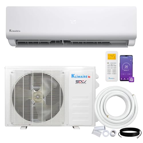Klimaire Entrada 12,000 BTU 17 SEER2 Ductless Mini-Split Heat Pump Air Conditioner with 16 Ft. Installation Kit & Wall Bracket - 115V